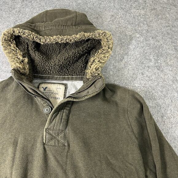 Vintage American Eagle Sweatshirt Mens XL Hooded Green Y2K Gorpcore - Picture 2 of 9